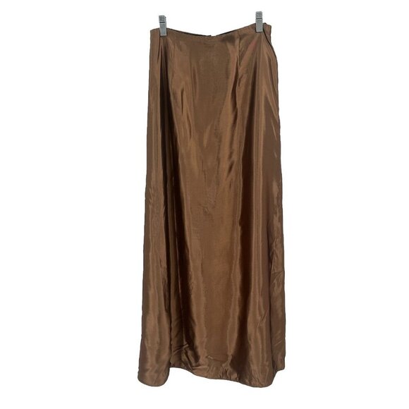 Vintage Jessica McClintock Brown Shiny High Waisted Maxi Skirt Sz 6 - Picture 1 of 5